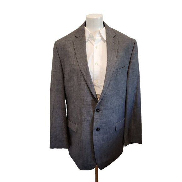 VTG Calvin Klein Mens Gray 100% Wool Blazer Sport Coat Suit Jacket Sz 42L Lined - Picture 4 of 16